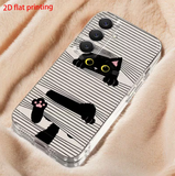 Phone Case: Black Cat Striped Background Phone Case, Suitable for Samsung Galaxy