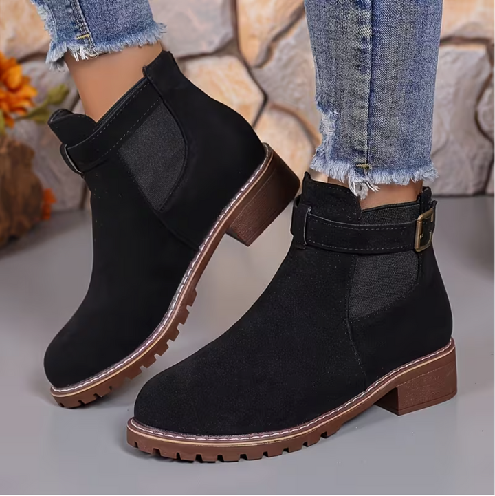 Unique Women's Black Ankle Boots- Easy to Slip On, Low Heel