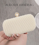 Aurora Handbag, Exquisite And Elegant, Slanted Design, Faux Pearl Box-Shaped Bag,