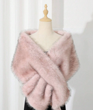 1pc Faux Fur Bridal Shawl With Collar, Autumn/Winter Cape For Wedding Dress, Scarf