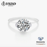 1-2ct Moissanite Engagement Ring For Women, D Color VVS1 Moissanite Round Cut Solitaire Ring, 925 Sterling Silver 18K White Gold Plated Invisible Setting Ring, With Certificate