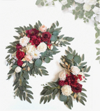 2pcs Wedding Arch Decor, Artificial Grayish Blue Flowers And Welcome Sign Decorations
