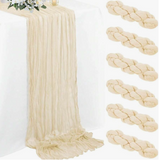Beige Cheesecloth Table Runner, Folded Tablecloth, Holiday Birthday Decorations Wedding