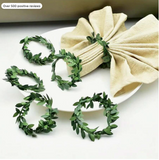 [Quantity] Pcs Artificial Vine Napkin Rings, PVC Leaf & Metal Wire Evergreen Wreath Napkin Rings,