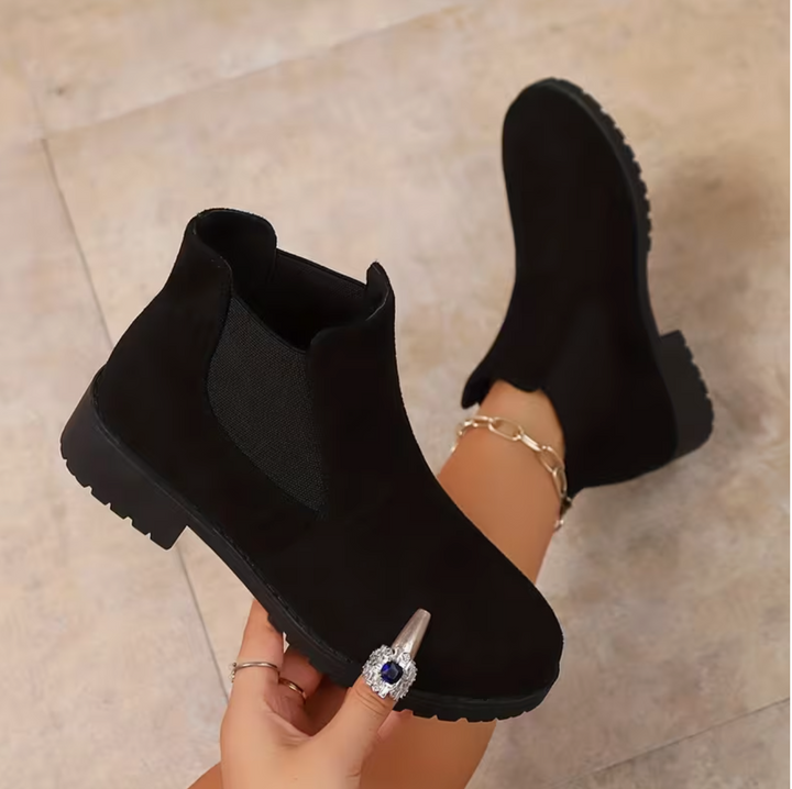 Fashion Temperament Elastic Band Low-Heeled Ankle Boots