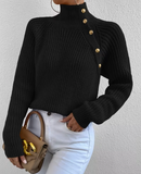 Fashionable And Elegant Solid Color High Neck Long Sleeve Pullover Sweater for Women