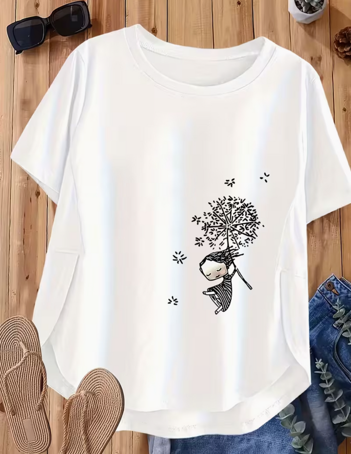Graphic Print T-shirt, Short Sleeve Crew Neck Casual Top for Summer & Spring, Women's Clothing