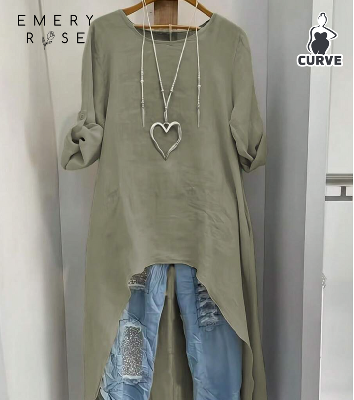 EMERY ROSE Plus Size Women's Shirt Sage Green,Summer,Smart Casual,