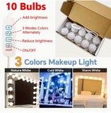 LED Vanity Lights for Mirror, Hollywood Style Vanity Lights with 10pcs Dimmable Bulbs, Adjustable Color & Brightness, USB Cable