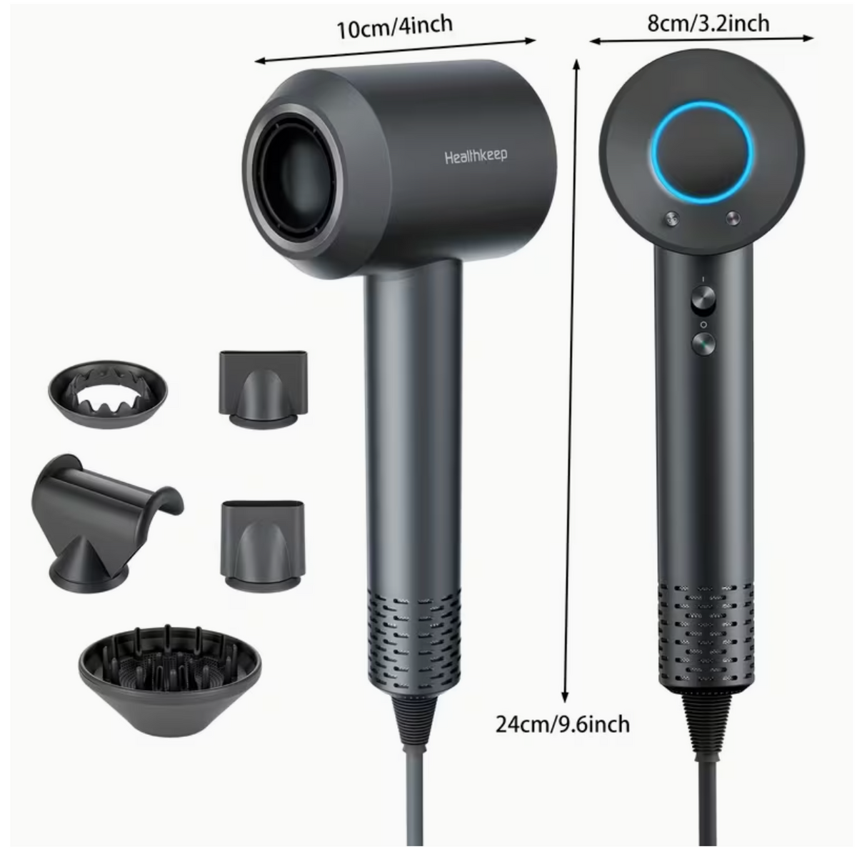 Advanced Ionic Hair Dryer Features Powerful Motor with Rapid Drying, 2 Heat & 2 Cool Speed Settings