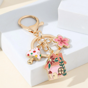 1pc Cartoon House & Mushroom & Flower Keychain For Gift
