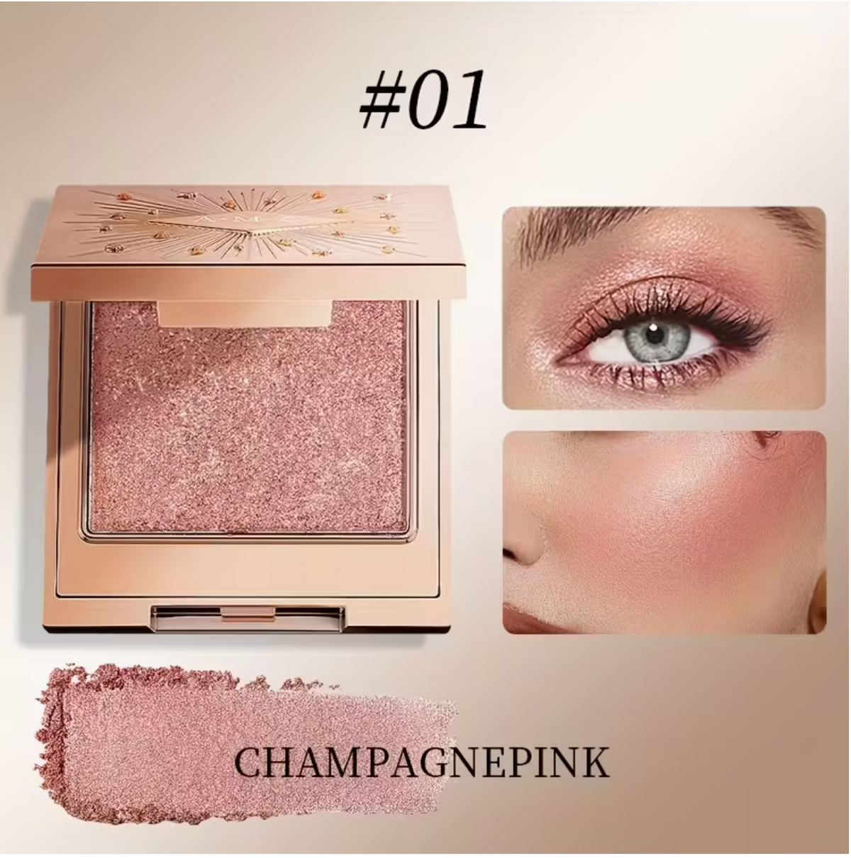 5-Color Single-Tone Shimmering Highlighter Eyeshadows
