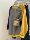 Casual New Colorblock Raglan Sleeve Striped Print Crew Neck Long Sleeve Plus Size Sweatshirt SKU: sz251208807226676326
