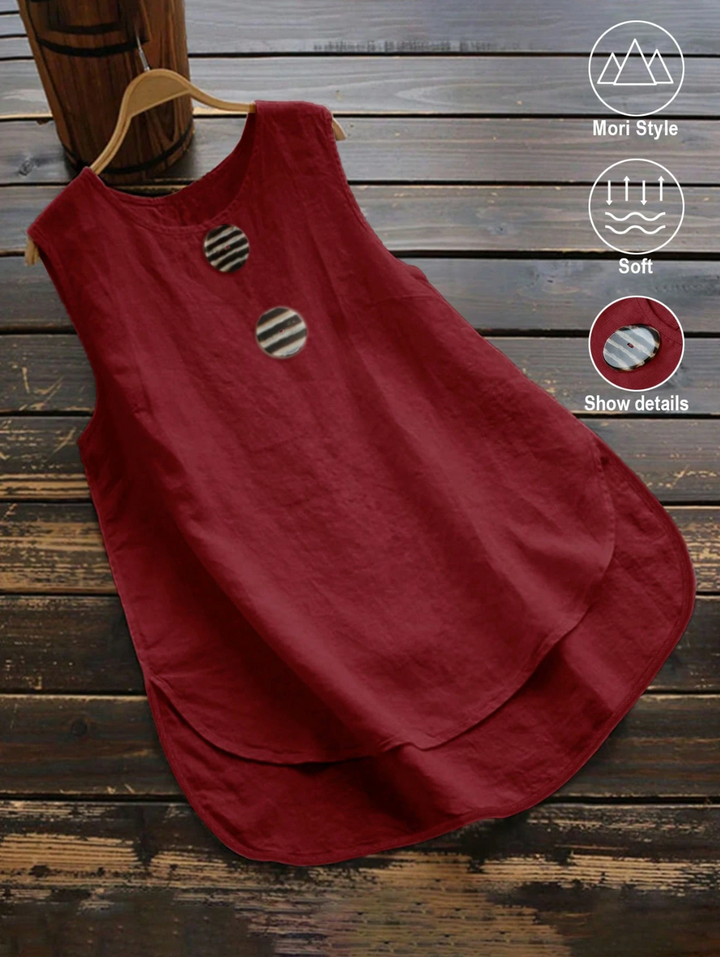 Plus Size Women Casual Countryside Minimalist Button Decor Vest