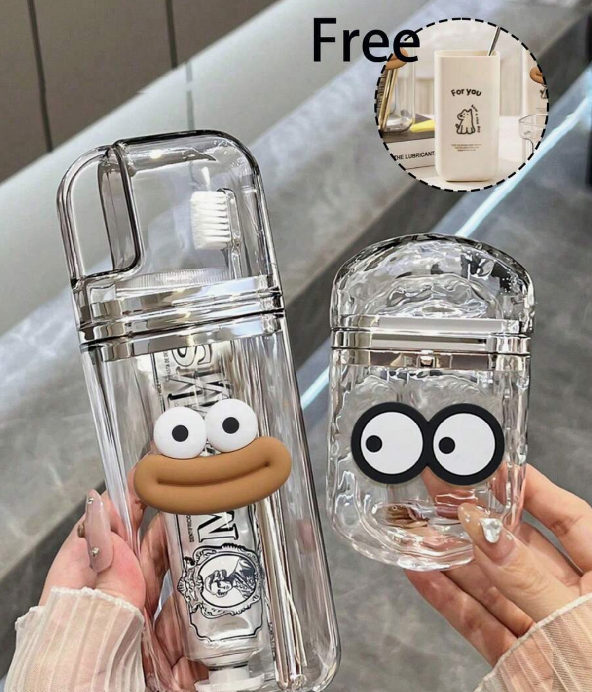 Creative Portable Travel Soap Dish & Toothbrush Holder Set Business Travel Gargle Cup Set Cartoon