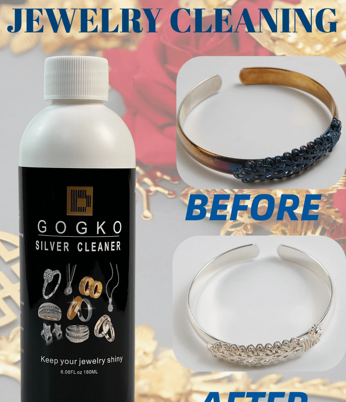 1 Bottle 180ml Long-Lasting Powerful Jewelry Cleaner For Gold And Silver, With Anti-Oxidation,