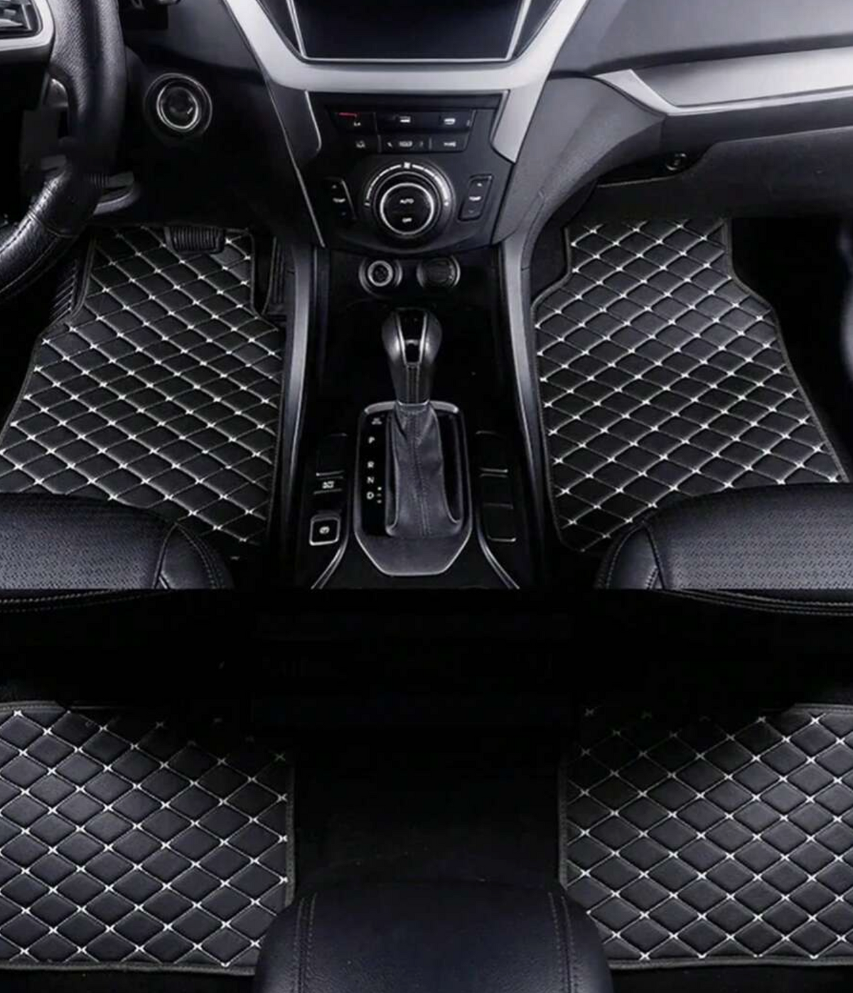 4pcs Universal Car Floor Mat Set, Suitable For Right-Hand Drive Vehicles - PVC Leather Surface,