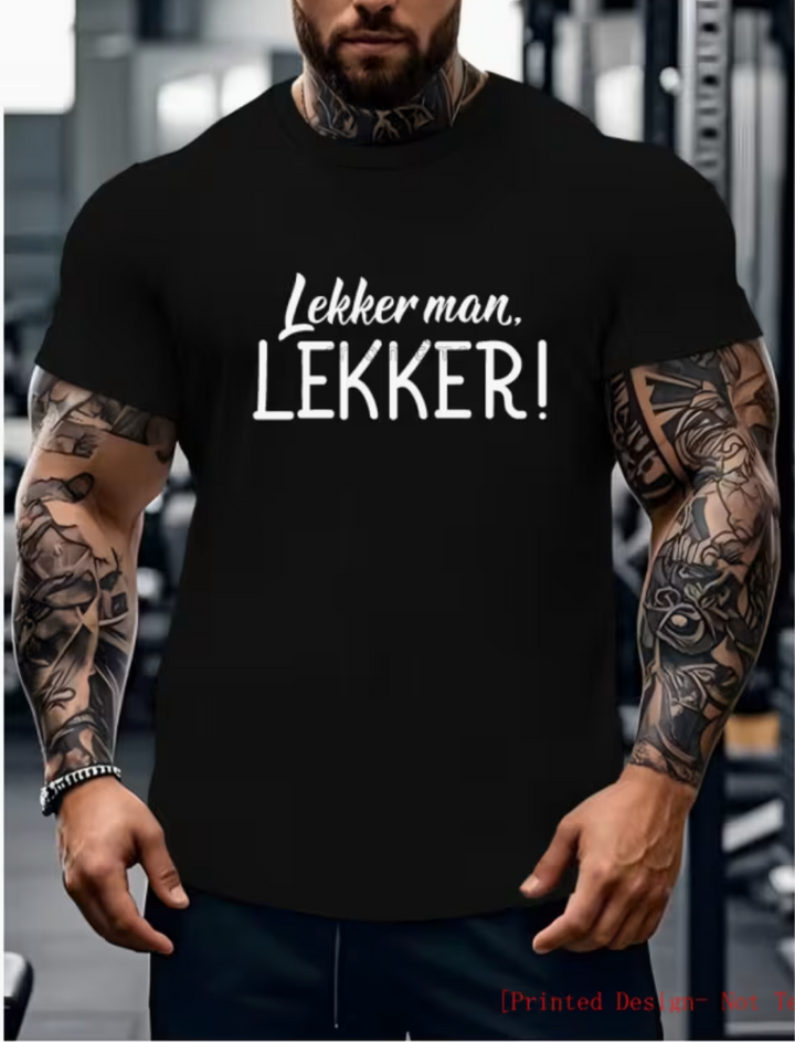 Men's Fun African Saying Joke T-Shirt - Light Beige Crew Neck Tee with Emphasized "Good for Man, Good for Man!"
