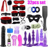 Dildo - Dildo - 32pcs Couples BDSM SM Kit - Adult Bondage Set with Candle, Anal Plug, Dildo, Role Play, Handcuffs, Cock Ring, Erotic Dice, Blindfold And Bedroom Teasing Toys - Perfect Valentine'S, Anniversary, Birthday, Holiday Gift for Lovers
