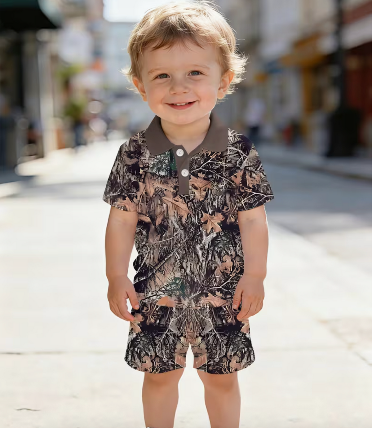 Summer Polo Shirt And Shorts Set for Baby Boys, Featuring a Small Collar, Short Sleeves