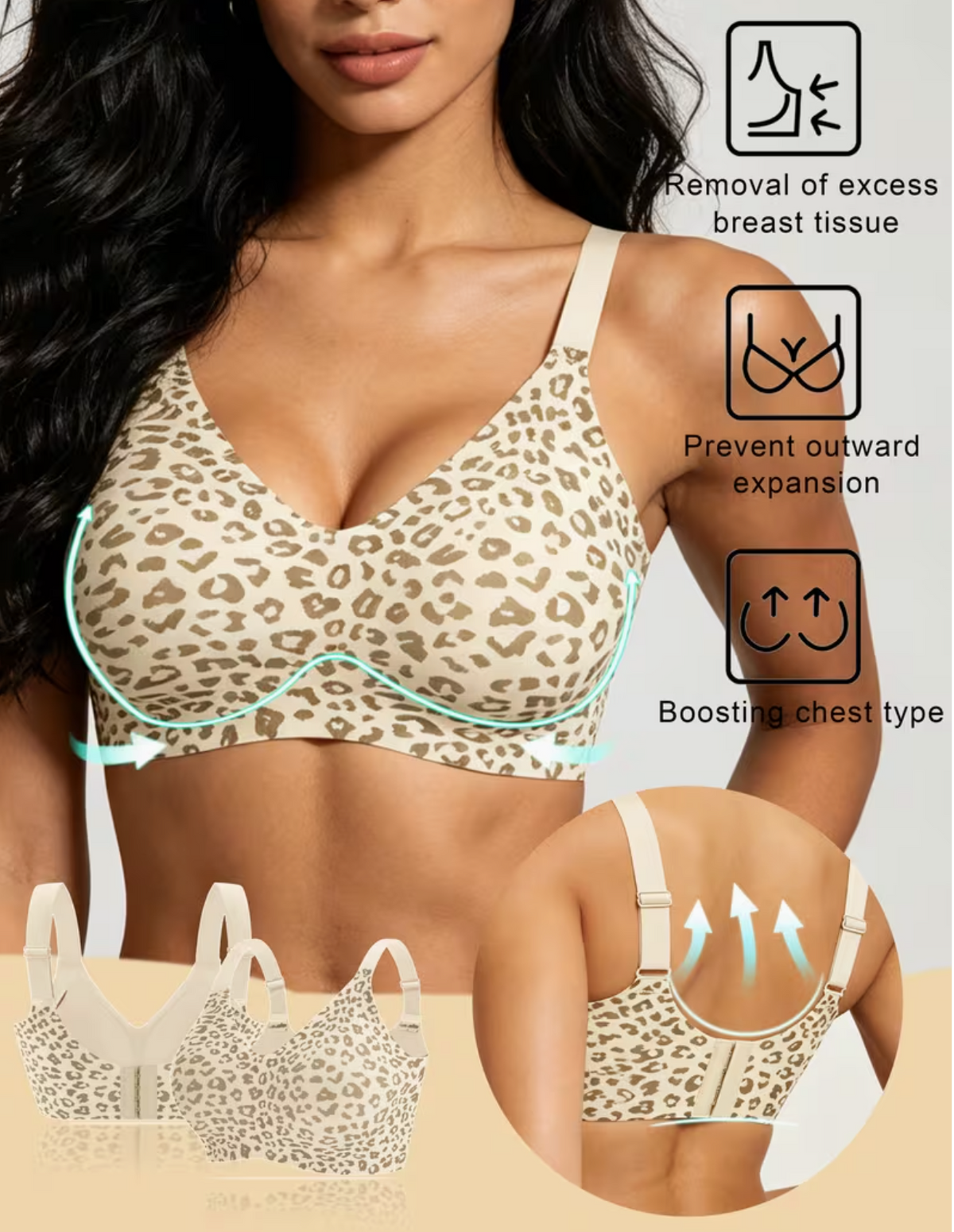 Comfortable Bra, Versatile Leopard Print, Soft Fabric And Body-Hugging Fit, Spring/Summer Style