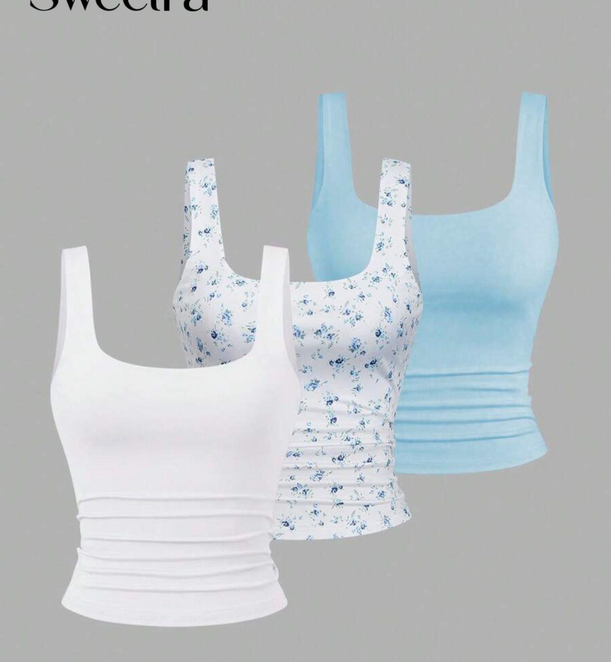 Sweetra Women Casual Square Neck Ruffle Cami Top, Summer