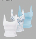 Sweetra Women Casual Square Neck Ruffle Cami Top, Summer