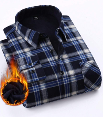Calvornis Men's Casual Plaid Warm Flannel Shirt, Autumn/Winter, Men Winter Plaid Shirt
