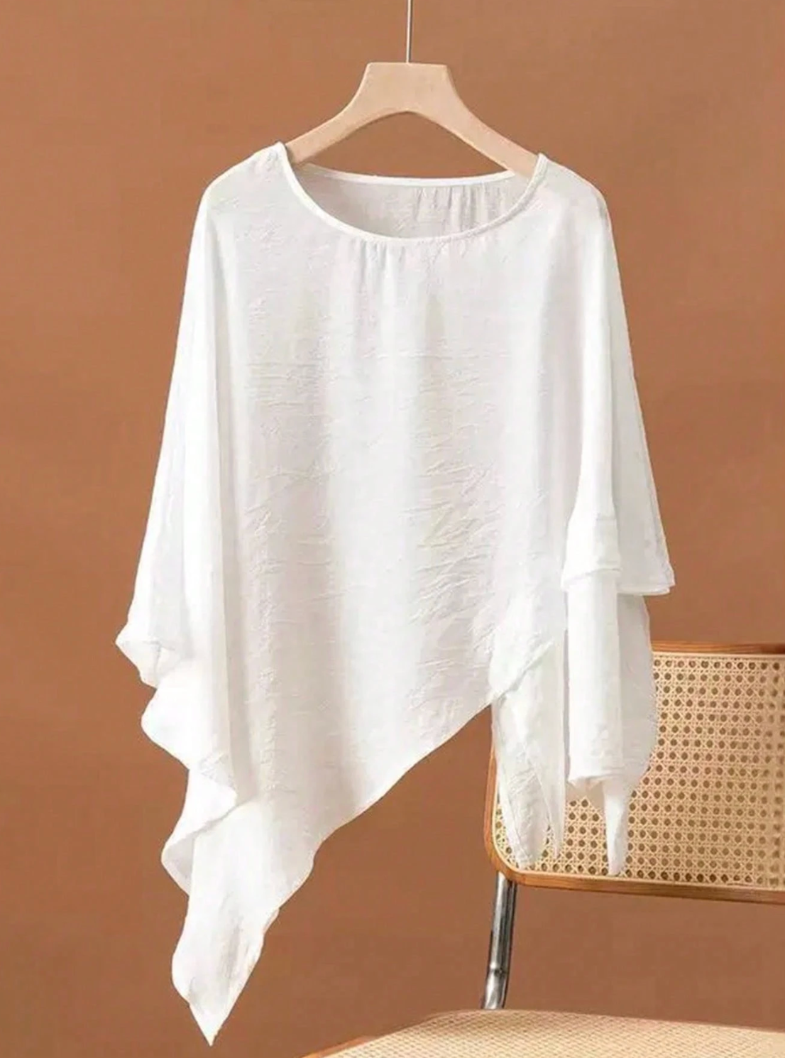 1 Piece Of Flowing, Designer Irregular Hem Solid Color Pullover Shawl