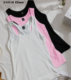 SHEIN EZwear 3pcs Women's Racerback Athletic Tank Tops, Sleeveless Sports Yoga Shirts,