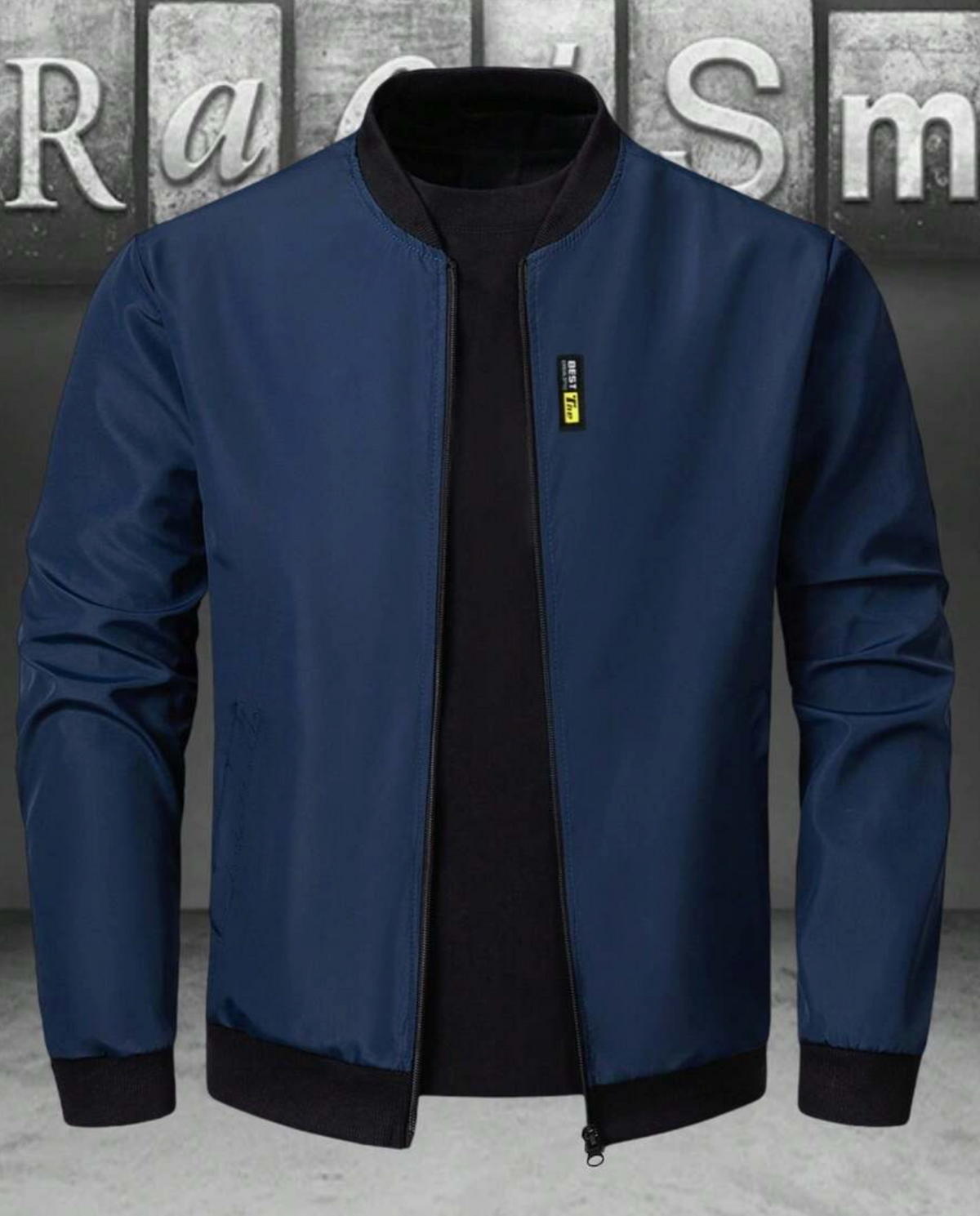 Manfinity Homme Men's Autumn Contrast Color Zipper Collar Casual Baseball Jacket