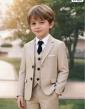 4pcs/Set Boys Suit Set, Including Jacket, Vest, Pants, Tie, Suitable For Elegant Birthday Party,