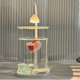 Complete Set Of Transparent Small Fish Tank With Crystal Stones, Desktop Creative Betta Fish Tank,