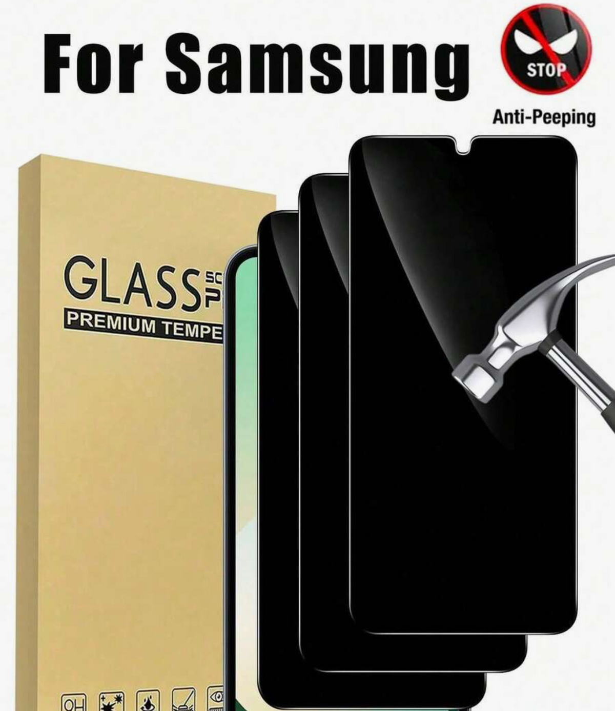 3pcs Privacy Tempered Glass Screen Protector, Anti-Peeping Anti-Glare Full Protection