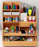 1pc Desktop DIY Pen Holder, Multi-Function Office Supplies Stationery Box, Large Capacity Student Wooden Plastic Storage Pen Rack