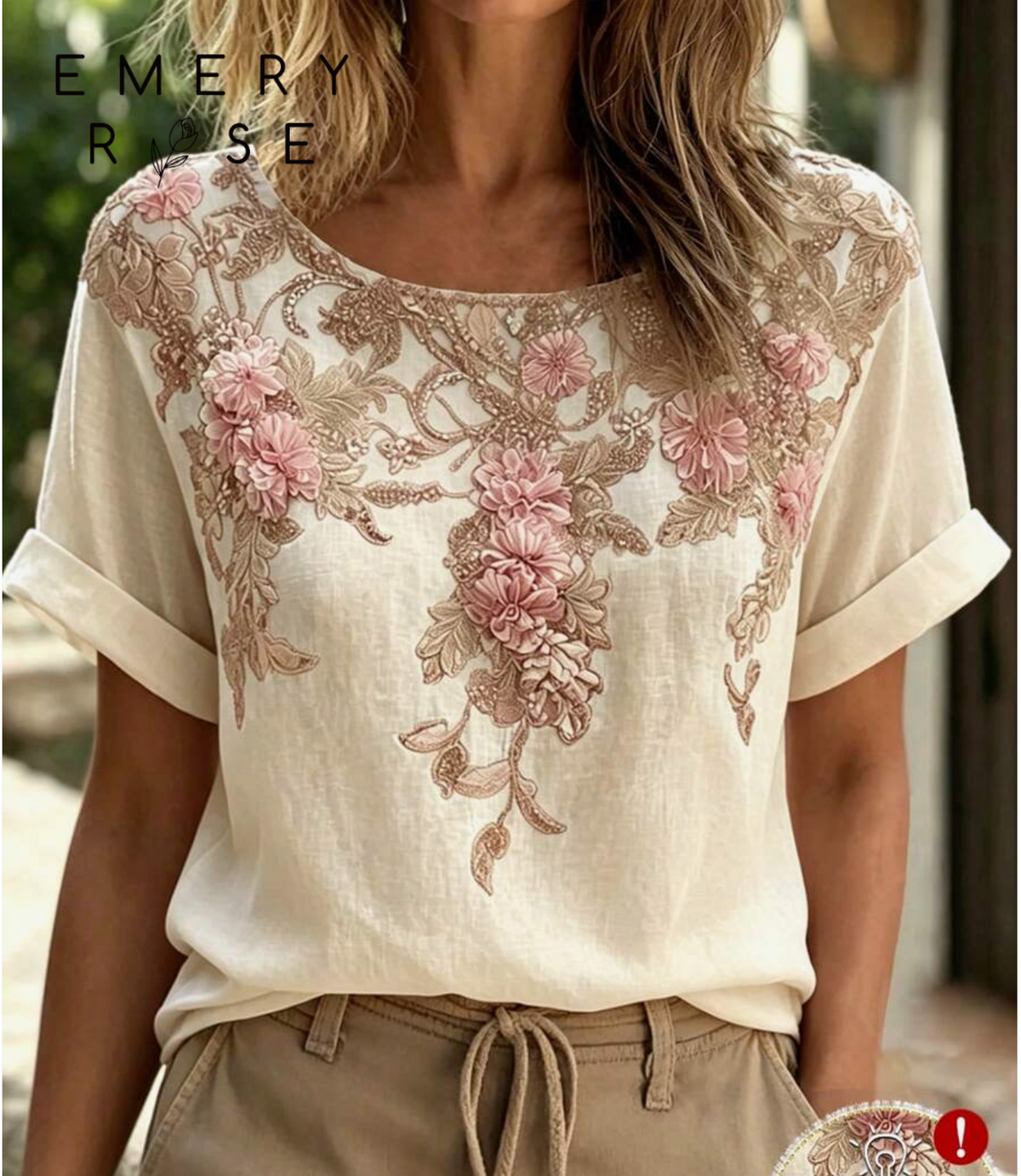 EMERY ROSE Women's Casual Floral Print T-Shirt, Summer