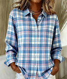 Plaid Front Button-Down Pocket Button Long Sleeve Casual Shirt