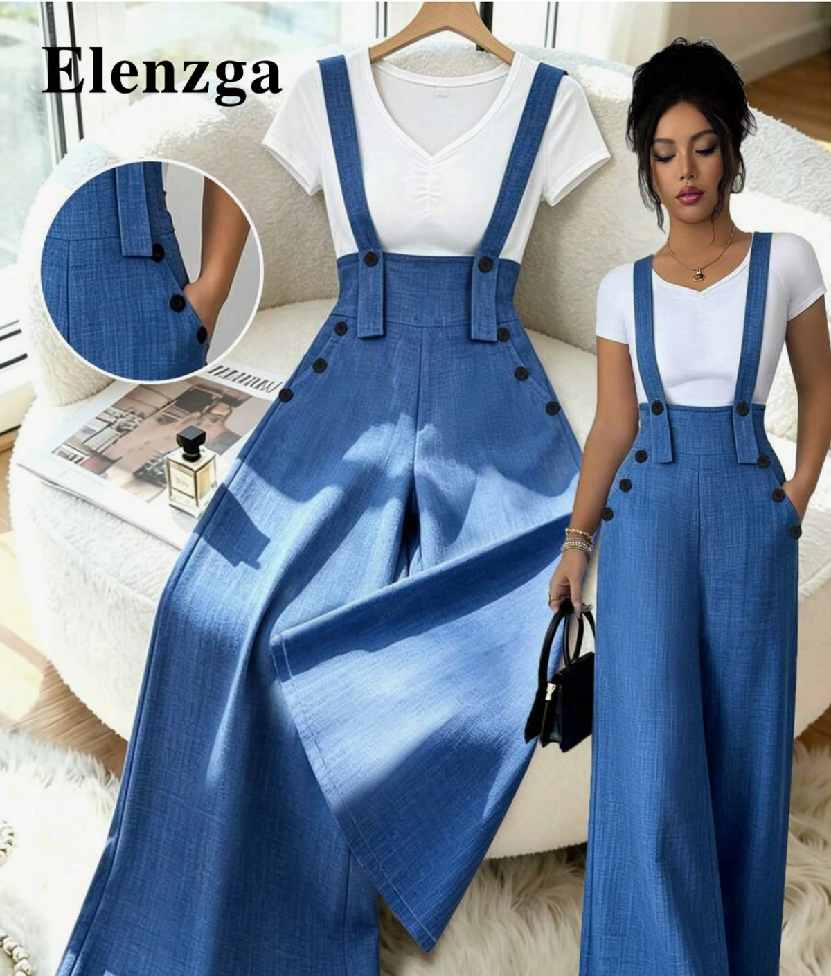 Elenzga Women's Casual & Commute Wide Leg Jumpsuit