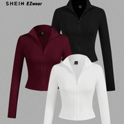 SHEIN EZwear 3pcs/Set Casual Minimalist White, Black, Navy Blue Knit Zip-Up Long Sleeve T-Shirts