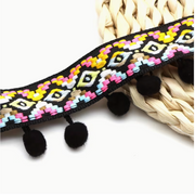0.91 meter Multicolor Polyester Pom Pom Fringe Tassel Lace Braid Trim Ribbon -