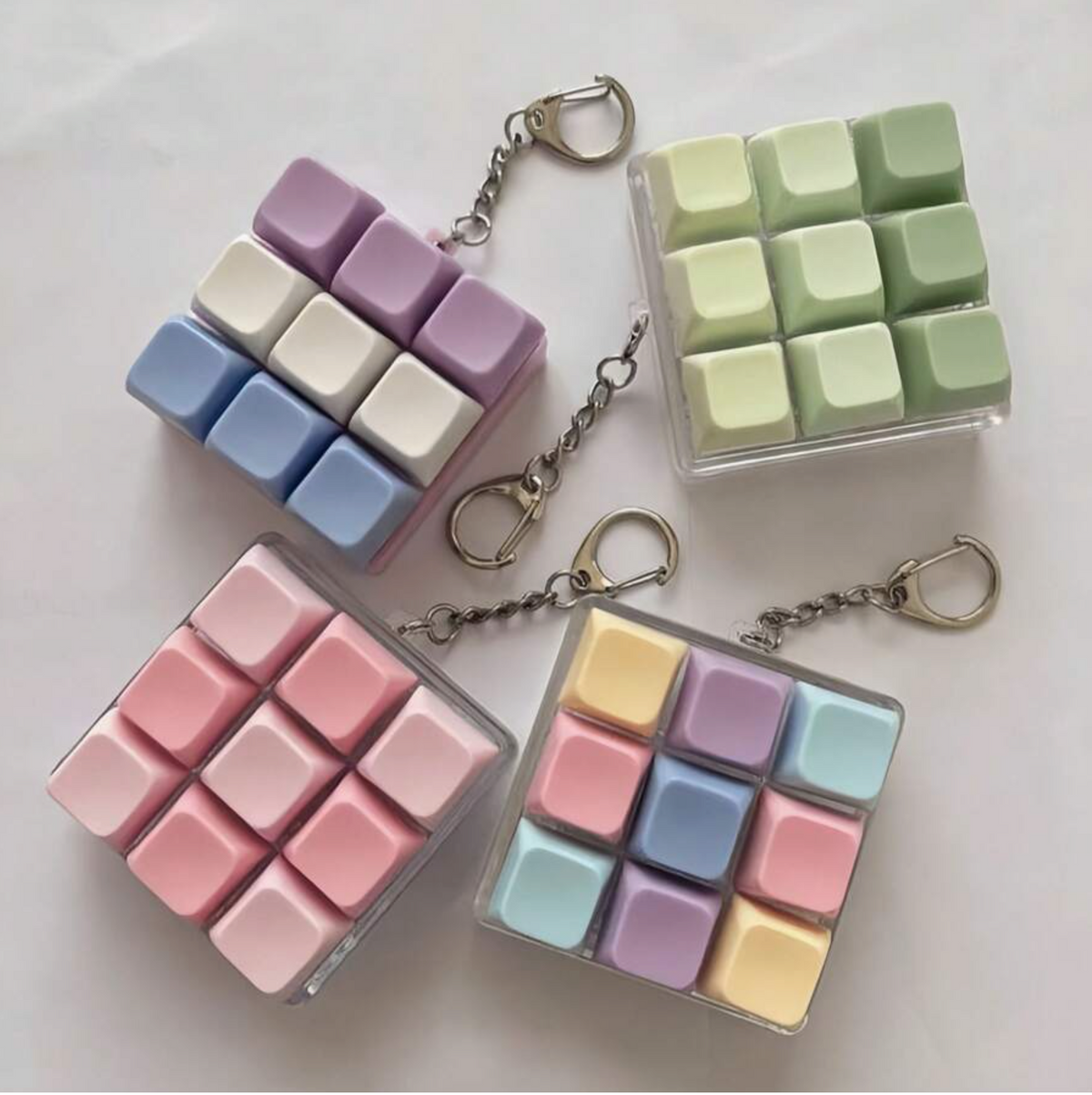 1pc 9-Grid Fingertip Stress Relief Block, Silent Noise-Reducing Mini Button Pendant,