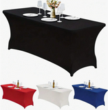 1/2pcs Wedding Banquet Rectangular Rounded Polyester Tablecloth, Full Table Coverage