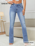 SHEIN Tall Casual Washed Low Waist Skinny Flared Leg Jeans, Tall Women
