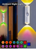 1pc Dual-Head Cat Eye Motion Sensor Wall Light, USB Rechargeable RGB Night Light