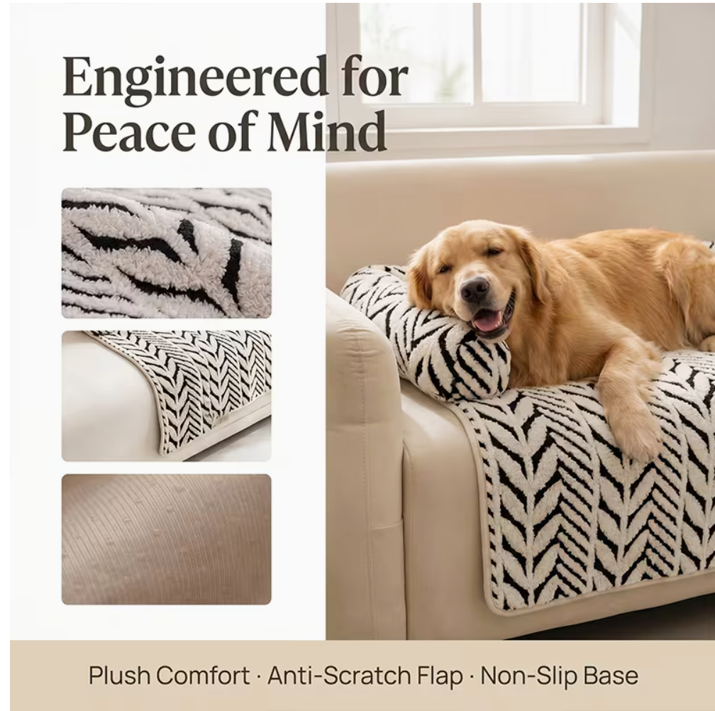 Dog Cat Couch Bed, Plush Pet Sofa Bed with Bolster, Non-Slip Furniture Protector Cover for Indoor Cats Small Dogs