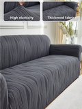 1pc Jacquard Sofa Cover Thick Short Plush Elastic Anti-Slip Sofa Slipcover 4-Season Use Pet Stain Resistant Detachable Sofa Cushions Protection Machine Washable Suitable