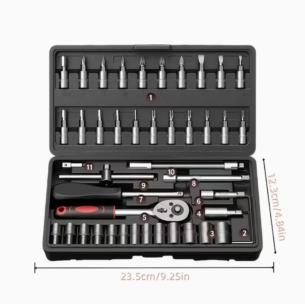 Special Tool Set for Automobile Maintenance, Ratchet Wrench Screwdriver Combination Set, with Thickened Portable Storage Box, Complete Set of Universal Tools for Automobile Emergency Maintenance and Household Automobile Maintenance