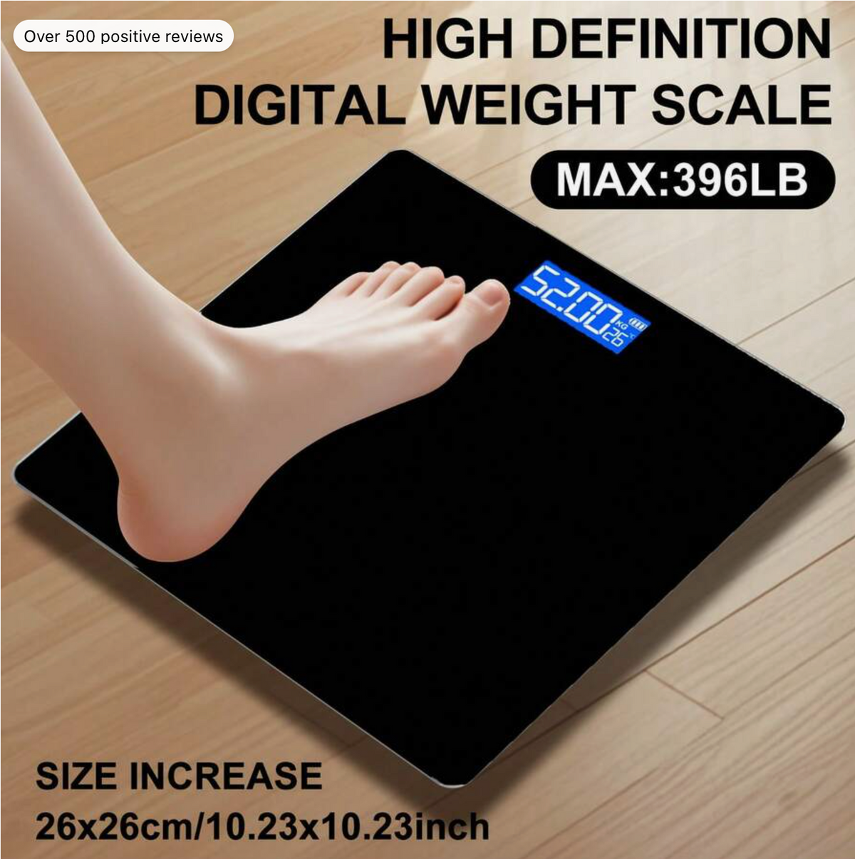 1pc ScaleSE Women's Electronic Bathroom Scale, Bathroom Scale, Max Weight 396 Lbs/180 Kg, LED Backlit Display