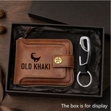Old Khaki Men's Wallet + Keychain Combo Set, a Practical and Simple Combination Set,