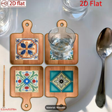 4pcs Set. 2D Flat Printed Kitchen Style Coasters or Hanging Decorations, Kitchen Wall Decor or for Use as Various Coasters, Suitable for Holidays, Daily Home Use, Parties, and Birthday Party Displays, 2D Flat